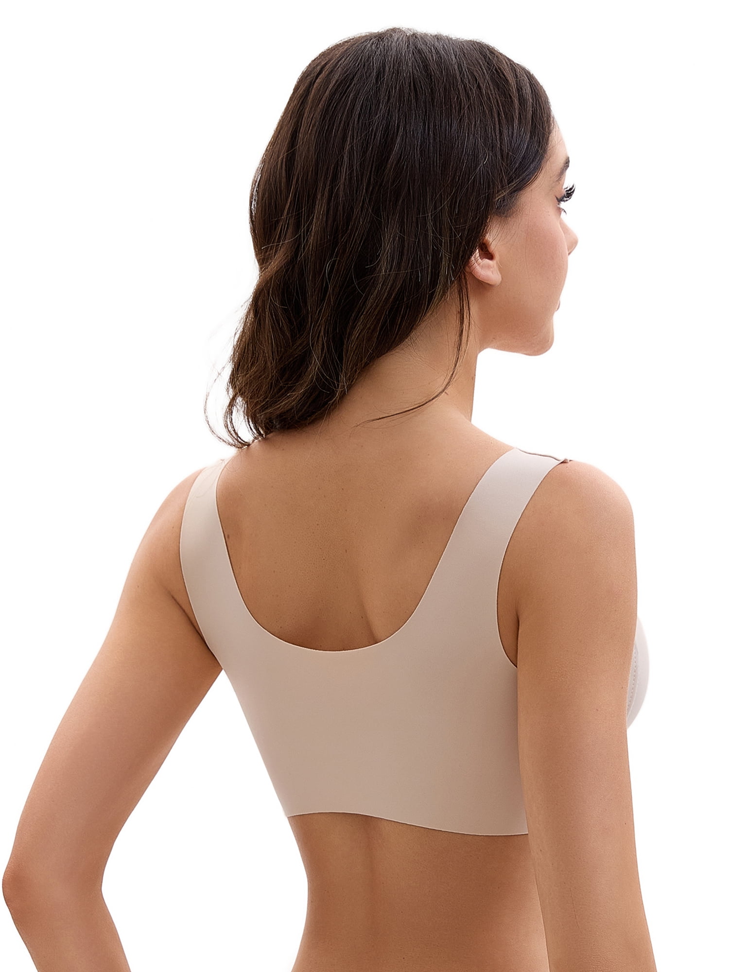 Unique Bargains Women's Front Closure Push Up Wirefree Tank Bras C 40 Beige