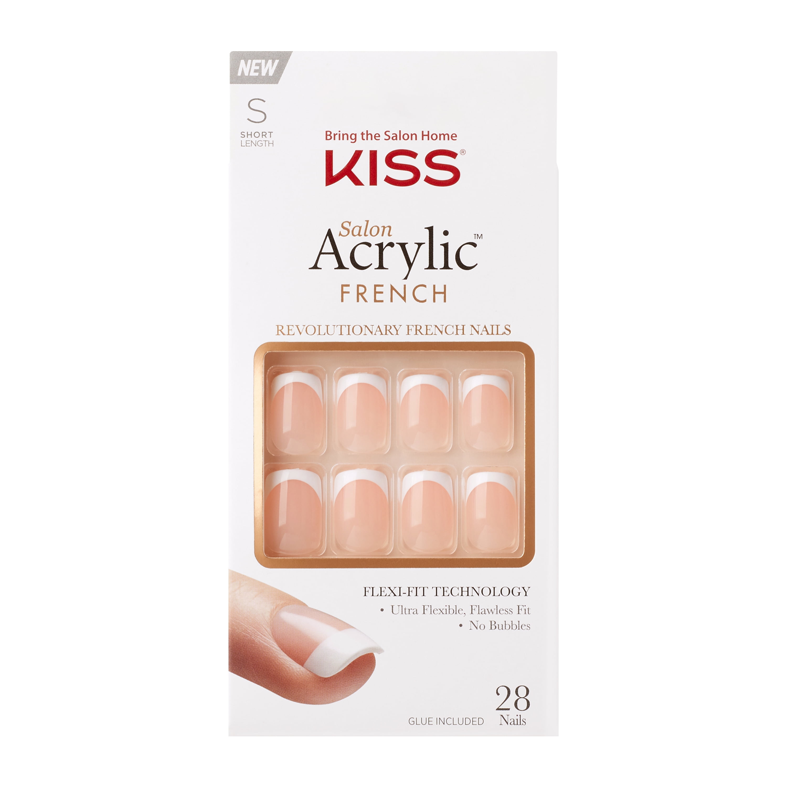 KISS USA Salon Acrylic French Nail Kit, Bonjour, Short - Walmart.com