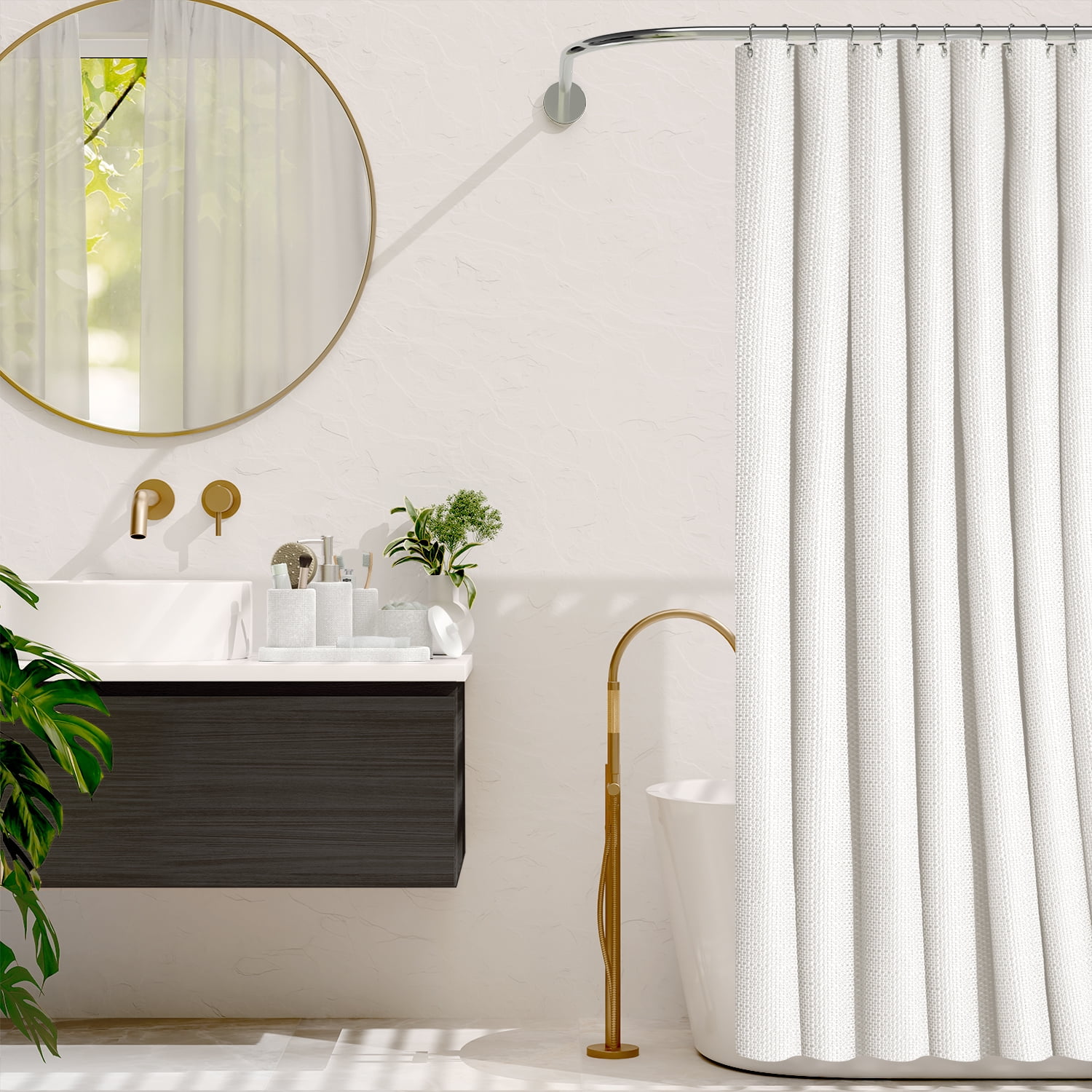 Hearth & Harbor 19 Piece Bathroom Sets with Shower Curtains and Bathroom Accessories, White