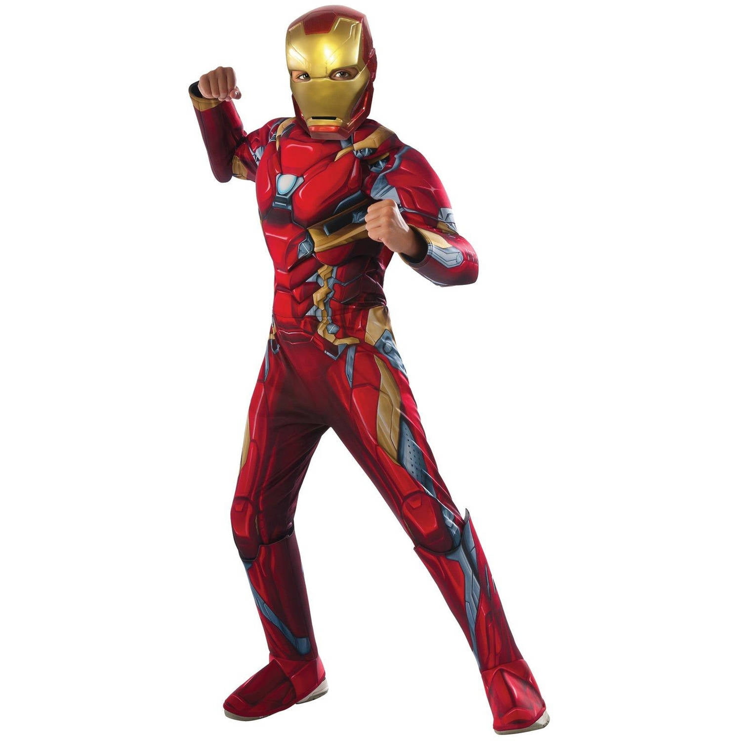 Boys Deluxe Iron Man Costume Marvel Avengers Superhero Child Fancy Dress Outfit+