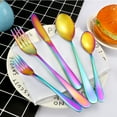 thumbnail image 3 of Rainbow Silverware Set for 4, MDEALY 20 Piece Modern Flatware Utensil Set for 4, Include Dinner Knife,Dinner Forks,Dinner Spoons,Salad Forks,Teaspoons, Dishwasher Safe, 3 of 6