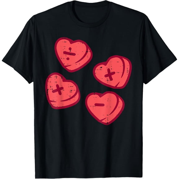 Valentines Day Math Operations Heart Teacher Men Women Kids T-ShirtMen's and women's gift, black and white T-shirt, size: Extra large S-4XL