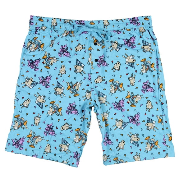 Bioworld Men's Nickelodeon Rewind Rocko's Modern Life Lounge Sleep Shorts (MD)