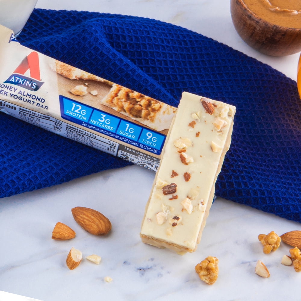 Atkins Honey Almond Greek Yogurt Bar, 1.55 oz, 5-pack (Snack Bar)