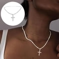 thumbnail image 5 of Cross Pendant Necklace, Adjustable Twisted Rope Chain 38.5-43.5cm, Minimalist 16.5mm Symbol, for Everyday Layering, 5 of 5