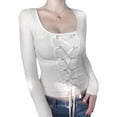 thumbnail image 2 of Coduop Women Slim Fit Long Sleeve Crop Tops Casual Off Shoulder Solid Color T Shirt Aesthetic Tees, 2 of 9