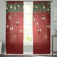 thumbnail image 3 of Christmas Sheer Curtains 63 Inch Length 2 Panels Set, Semi Transparent Voile Rod Pocket Curtains for Living Dining Room Bedroom Drapes Red Xmas Balls Pine Branches Snowflakes Winter, 3 of 8