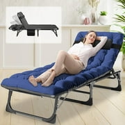 Slsy Folding Lounge Chair, 5-Position Adjustable Outdoor Reclining Chair, Folding Sleeping Bed Cot, Folding Chaise Lounge Chair for Pool Beach Patio Sunbathing