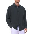 thumbnail image 4 of Men's Formal Shirts Plaid Collar Long Sleeve Button Down Dress Shirt M Navy Blue, 4 of 6