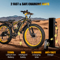 thumbnail image 5 of EOEOTWO 1500W Electric Mountain Bike for Adults,48V 15Ah Removable Battery 60Miles Longe Range, 34MPH Fast Cruiser Ebike, 26'' Fat Tire All-Terrain E-Bicycle with LED Display UL2849, 5 of 14