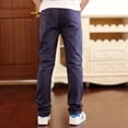 thumbnail image 5 of Pantalones rectos informales de algodón 100 % lisos para niños de 4 a 18 años, con cintura elástica, de alta calidad, 110 a 180, 5 of 5