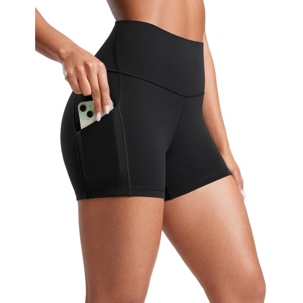 Shorts CRZ YOGA Butterluxe Cintura Alta 7.5 cm con Bolsillos Negro S