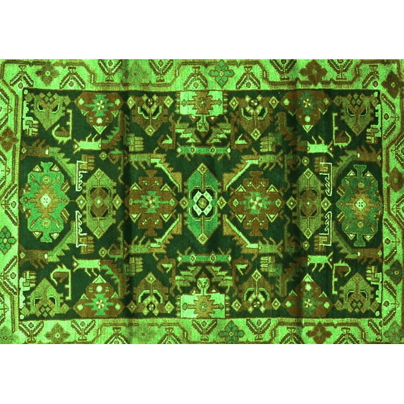 Ahgly Company Indoor Rectangle Persian Green Traditional Area Rugs, 2' x 3'