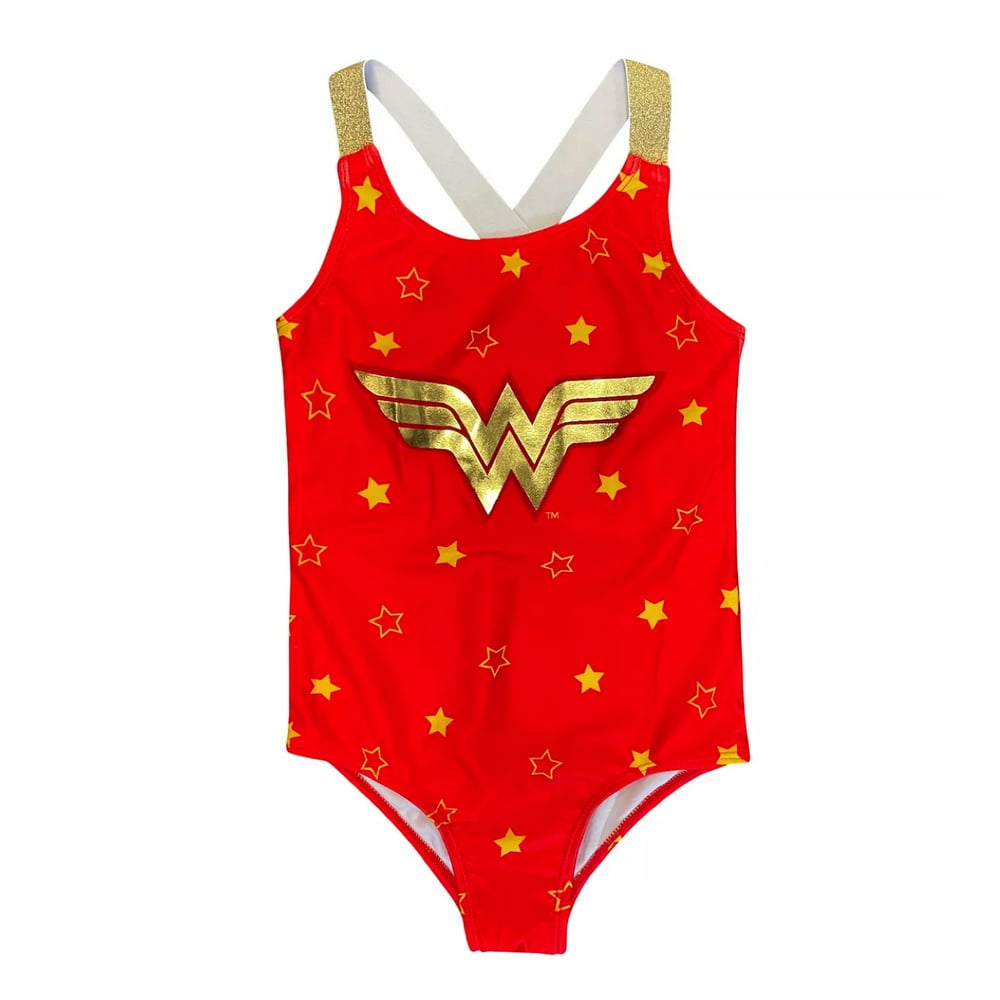 Wonder Woman Wonder Woman Girls' Bathing Suit One Piece Swimsuit, 4
