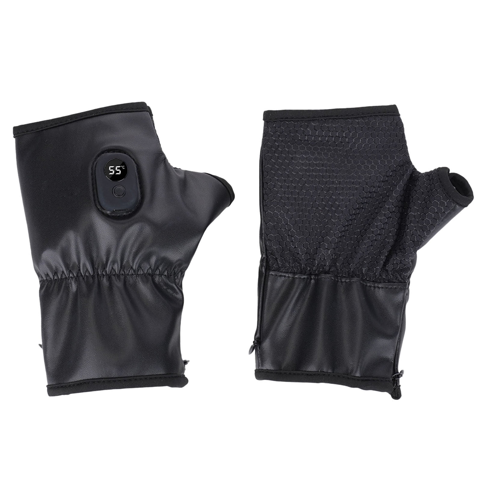 Rechargeable Fingerless Heated Gloves with Digital Display - Smart Thermostatic Electric Hand Warmers for Outdoor Work, Cycling & Skiing