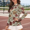 thumbnail image 4 of Uorisanigo Classic Rose Womens Athletic Polo Workout Tops Relaxed Soft Long Sleeve Golf Polo Shirts with Zipper Quick Dry Tennis Tops for Workout Sports, 4 of 7