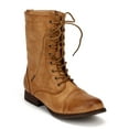 thumbnail image 1 of Nature Breeze Prima-08 Leatherette Lace Up Military Combat Ankle Bootie, 1 of 5