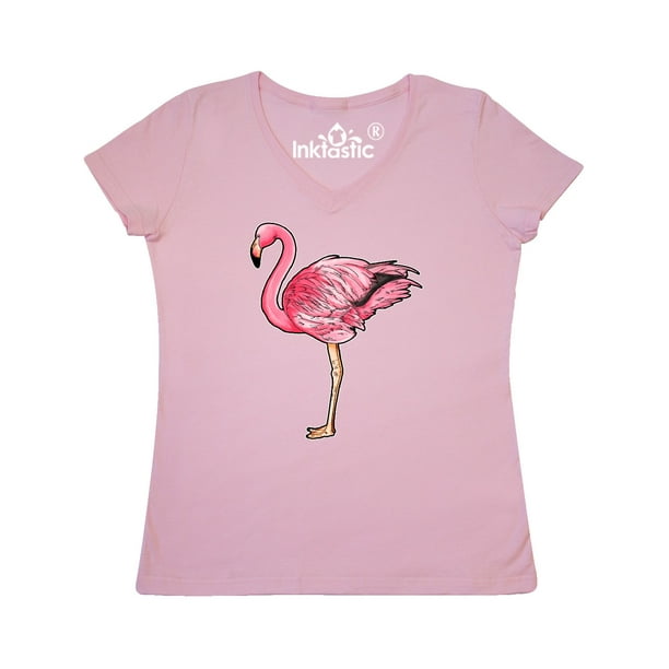 INKtastic - Pink Flamingo Women's V-Neck T-Shirt - Walmart.com