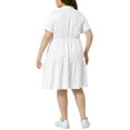 thumbnail image 3 of Agnes Orinda Women's Plus Size Chambray Dress Short Sleeves Button Down Flowy Tiered Shirt Dresses 4X White, 3 of 6