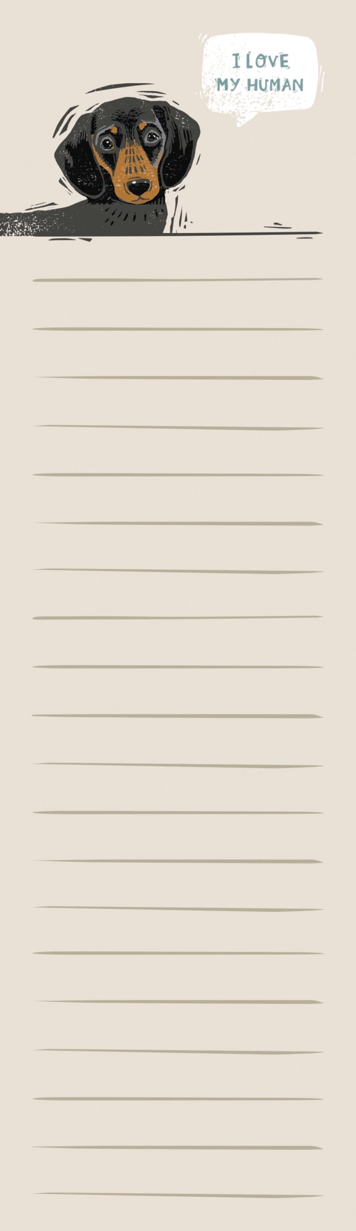 PBK List Notepad Magnetic 60 Pages - Dachshund - I Love My Human, 9.5'