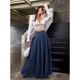thumbnail image 5 of Womens Low Waist Extra Long Pleated Denim Skirt Blue, 5 of 9