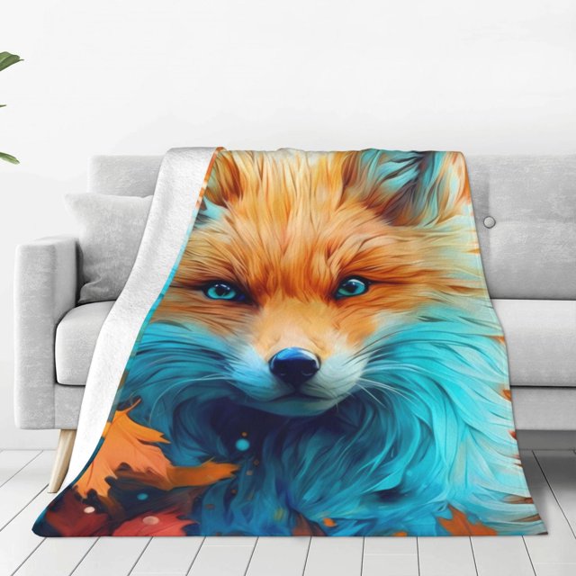 Balery Fiery Red Maple Leaf Fox Manta de Felpa Suave y Acogedora – Cobija de Franela Aterciopelada para Cama, Lavable y Cálida para Sofá, Mascotas, Transpirable-40"x30"