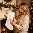 thumbnail image 5 of Christmas Stockings with Initials, Personalized Embroidered Monogram 16.5 Inches Knitted Christmas Stockings Fireplace Xmas Stockings for Family Holiday Party Decoration White Red Letter, 1Pcs, 5 of 7
