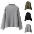 thumbnail image 2 of IROINNID Womens Solid Color Knitted Pullover Sweater Long Sleeve Casual Comfortable Lightweight Soft Fiber Fashion Top for Daily Wear Dating Party Work Home Vacation(Gray,M), 2 of 6