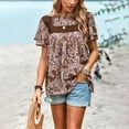 thumbnail image 2 of Blusa de manga corta con cuello redondo informal de primavera y verano con estampado de mujer OAVQHLG3B Store  lin121212, 2 of 4