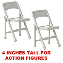 Set of 2 Gray Folding Chairs for WWE & AEW Wrestling Action Figures (4 INCHES LONG)