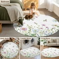thumbnail image 6 of Farmhouse Floral Round Area&nbsp;Rug 5ft Wildflowers Herb Plant Fields Countryside Non-Slip&nbsp;Washable Circle Rugs Soft Felt Indoor Floor Mat for Bedroom Kitchen Living Room Bathroom, 6 of 9