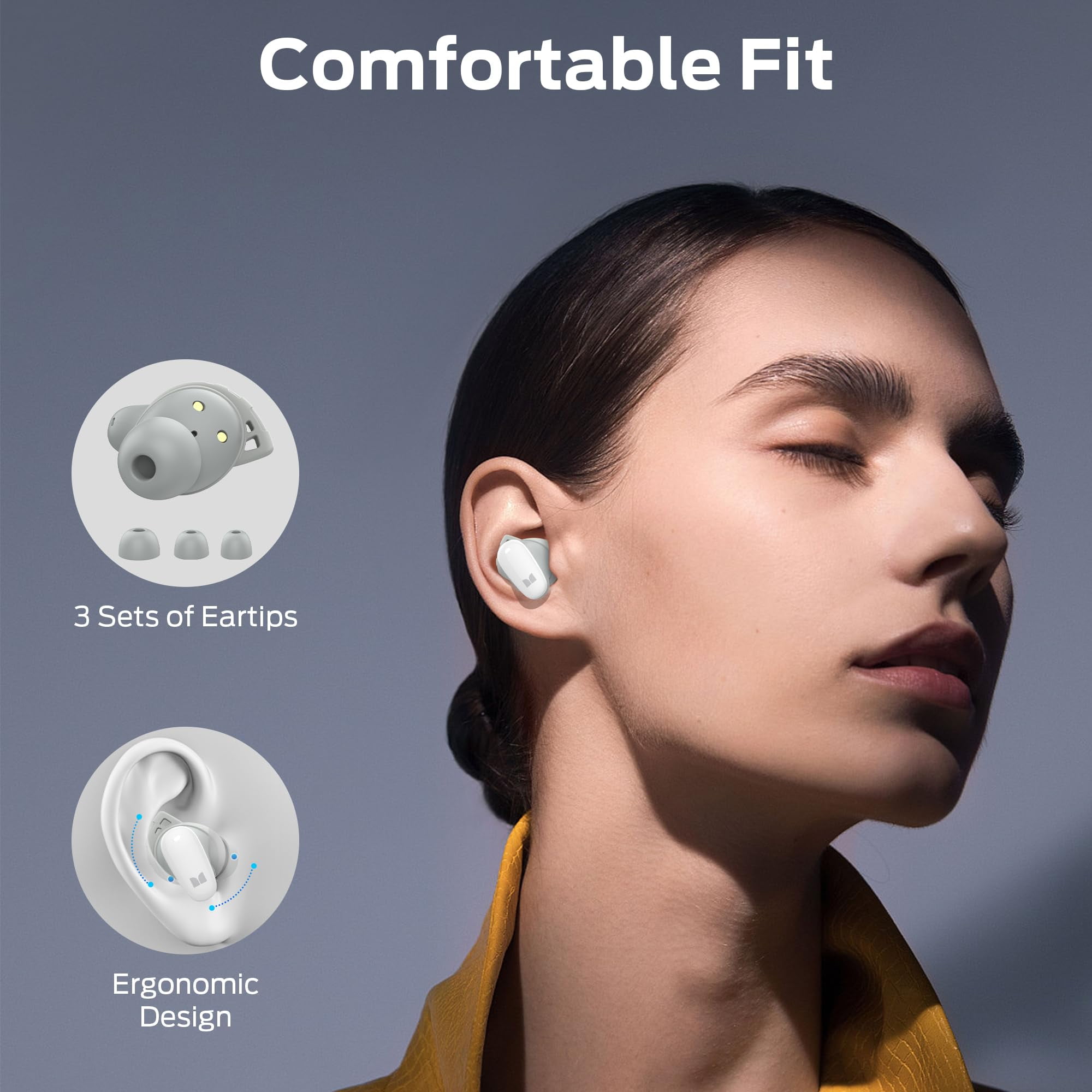 Monster Bluetooth Earbuds, True Wireless Earbuds with Clear Talk, Bluetooth 5.4 Earphones Headphones Built-in Mic, Touch Control, Comfortable Fit, Type-C Charging, 25H Playback, White