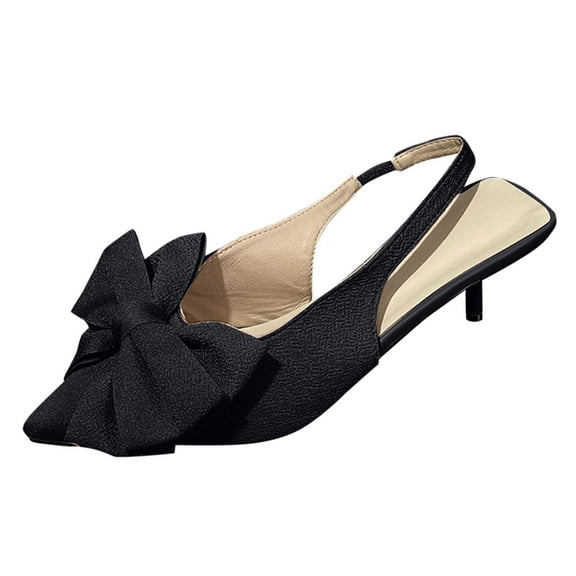 Fashionable Casual High-Heeled Sandals Pointed Toe with Decorative Straps for Summer and Fall Beach Vacation Black,36