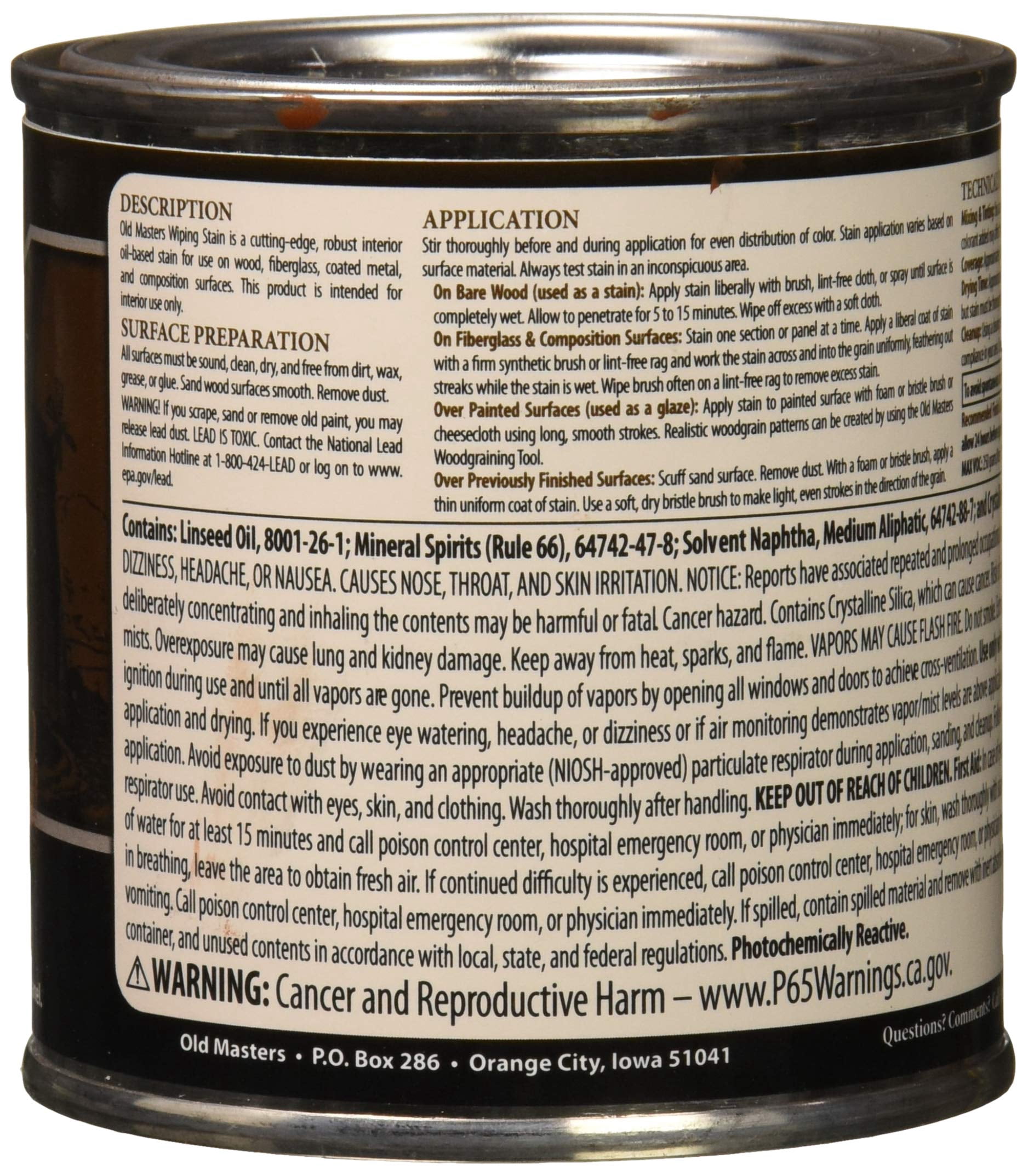 1/2 pt Old Masters 11316 Cherry Old Masters Oil-Based Wiping Stain