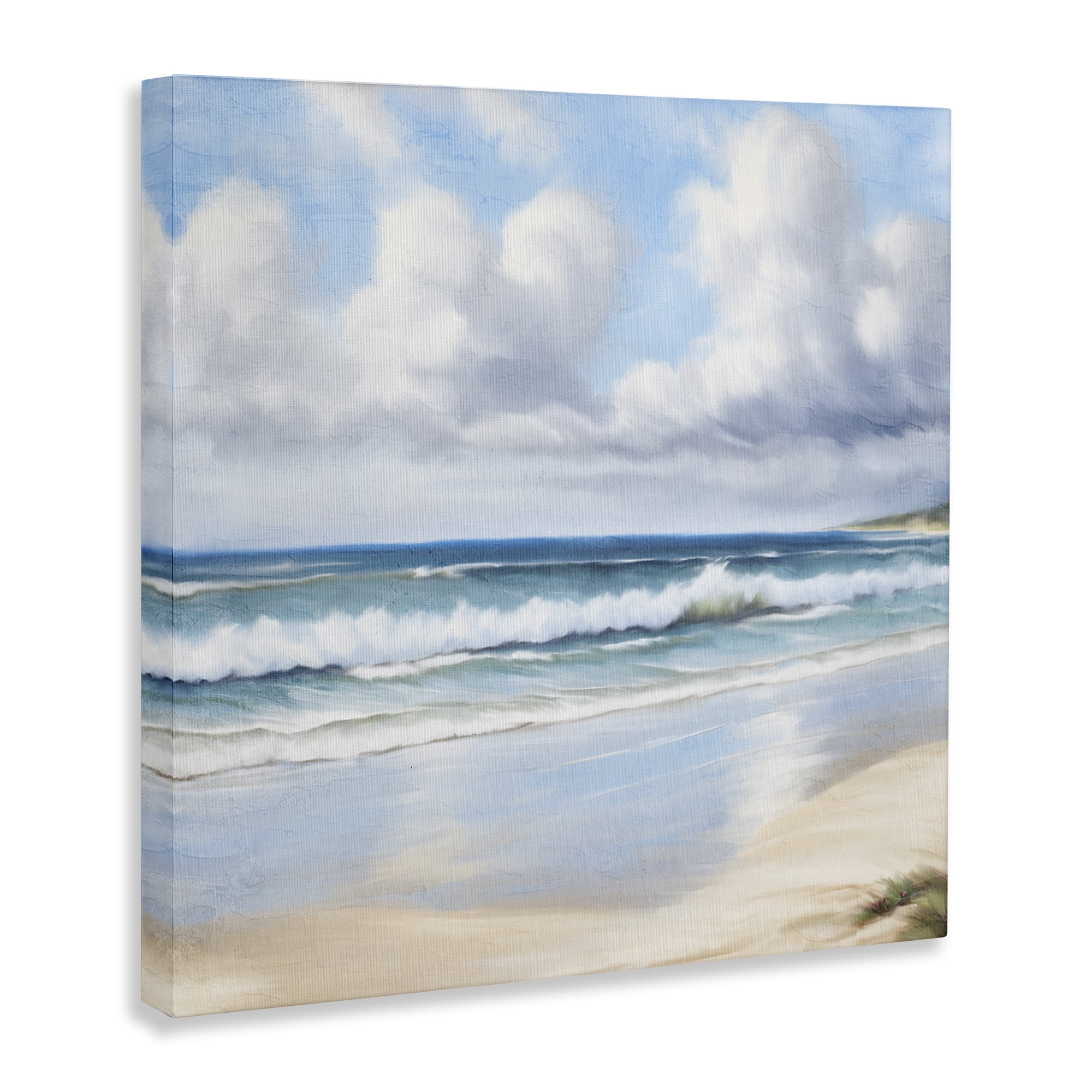 Stupell Industries Sand Walk Ocean Waves Landscape Painting Gallery Wrapped Canvas Art Print Wall Art, 30 x 30
