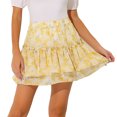 thumbnail image 1 of AllegK MinifalPaMujer Faldas Cortas Con Volantes Florales De Verano De CintuAlLindas Amarillo M, 1 of 4