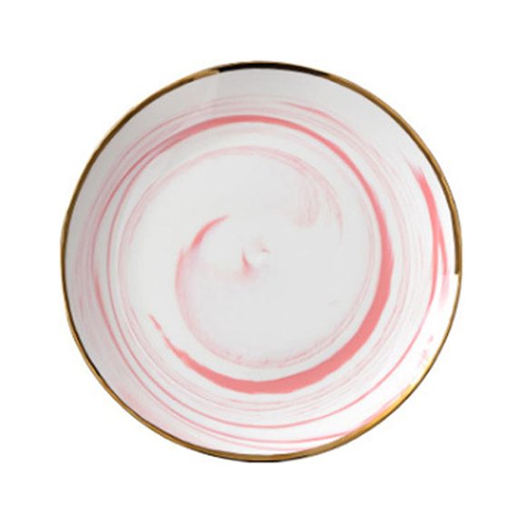 RENACLIPY Marble Pattern Gold Rim Dish Plate - Multi Color, Phnom Penh Ceramic, Elegant Kitchen Tableware