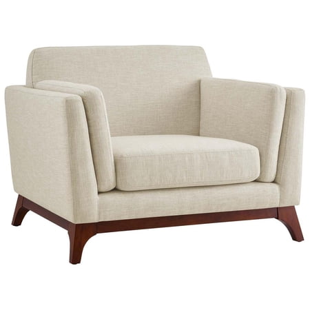 Modway Chance Upholstered Fabric Armchair in Beige