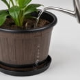 thumbnail image 5 of Planters for Outdoor Plants Imitation Whiskey Barrel Plastic Flower Pot 8.85 Inch, Wood Grain Decorative Planter with Drainage Holes & Matching Saucer for Garden Balcony Indoor Potted Plant Decor, 5 of 7
