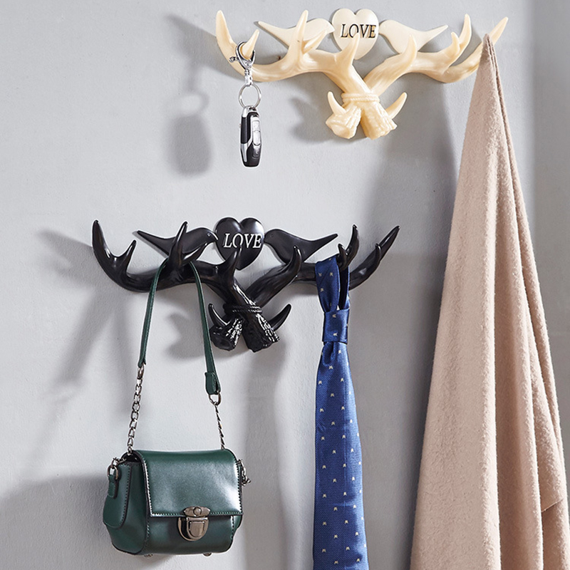 Wall Mounted Hat Coat Hanger Rack Holders Rack Deer Antler Hook Hat Coat Bag Hanging Hooks Wall