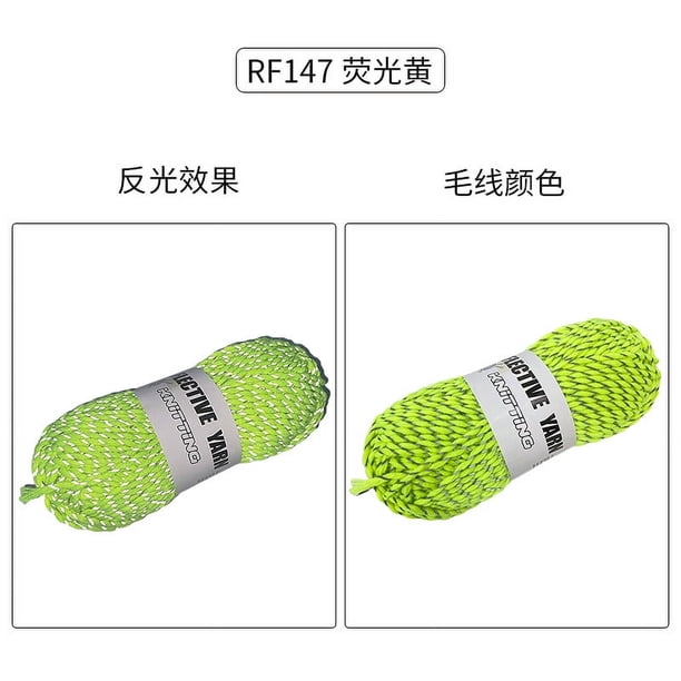 Zhuge Hilo reflectante de 4 piezas, hilo plateado, para crochet, para gorros reflectantes de invierno cálidos y de alta visibilidad, 200 g, 220 yardas, amarillo fluorescente