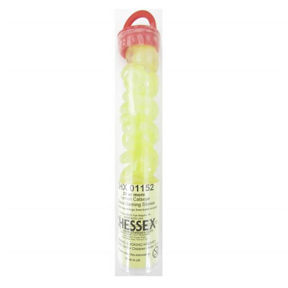 Chessex Manufacturing CHX01152 Glass Stones Tube - Lemon Catseye, 20 Stones
