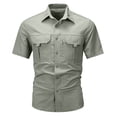 thumbnail image 4 of XIAOCHA Multi Pocket Cargo Shirt For Men Turn Down Collar Short Sleeve Button Work Top, 4 of 4