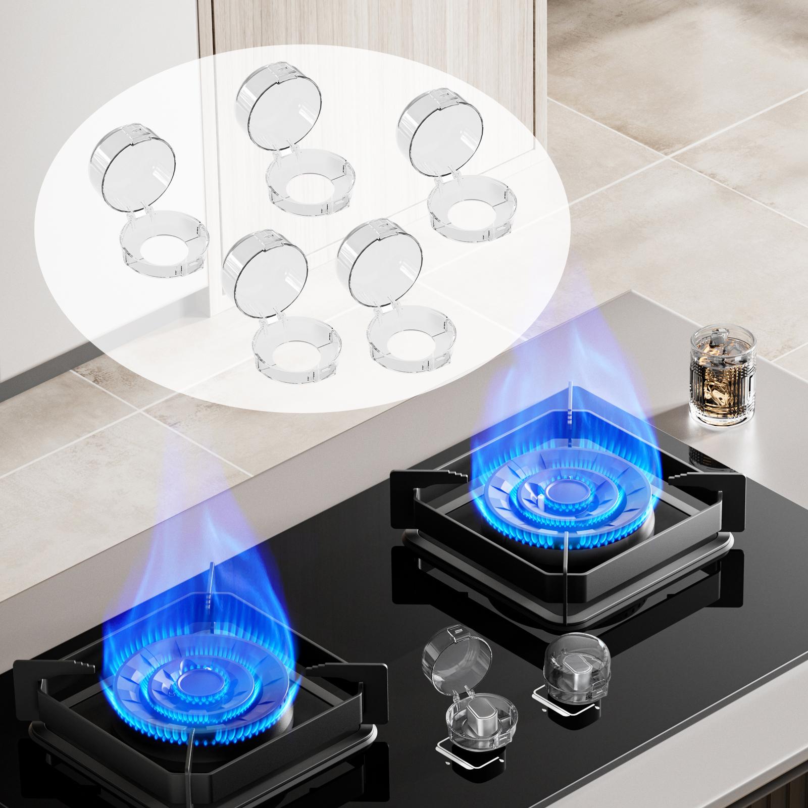 5 Pcs Gas Stove Knob Safety Covers Protective Caps Oven Locks No Tool Installation for Protecting Kids and Pets