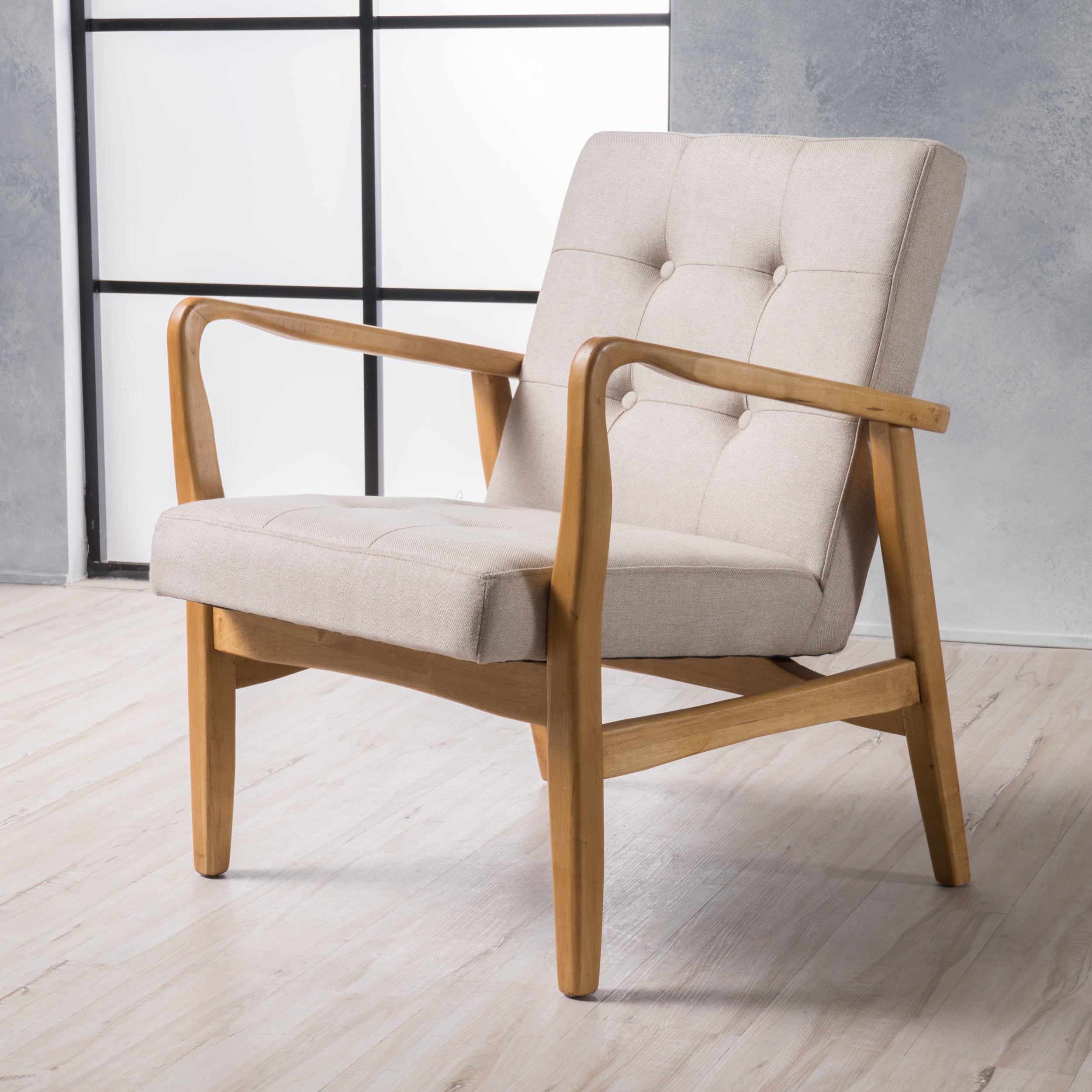 Noble House Surrey Mid Century Modern Design Accent Chair, Medium Beige