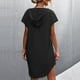 thumbnail image 1 of Vestido de sudadera dobladillo envolvente cintura holgada color sólido vestido con capucha poliéster informal a la moda para una fiesta de citas para el ejercicio diario Amonsee No, 1 of 5