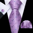 thumbnail image 4 of Juego de corbatas Barry.Wang Classic de seda a cuadros, 150 cm, 4 of 4