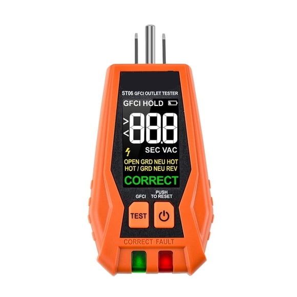 GFCI Outlet Tester Color Screen GFCI Test Circuit Breaker Color Screen Live Neuter Wire Test