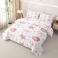 thumbnail image 3 of spefrowx Pink Pearl Bow Bed Spread Queen for Girls, Flower Seashell Starfish Queen Coverlet Set, 3 Pieces, 3 of 7
