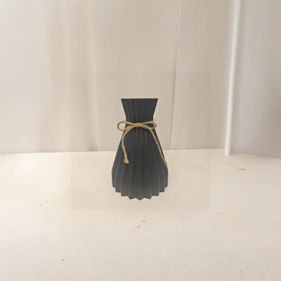 dgysar 8in Plastic Decorative Vase Shatterproof Hemp Rope Folding Vase for Living Room Office Modern Floral Decor Black 1 PCS